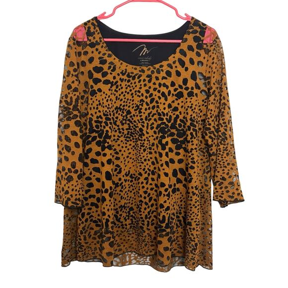 MiracleBody by MiracleSuit Animal Print 3/4 Sleeve Slimming Tunic Size XL Sheer - Picture 1 of 6